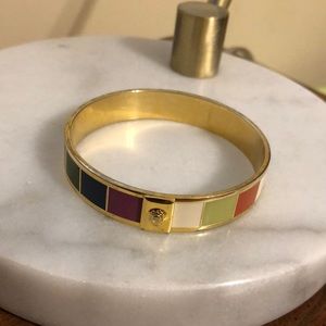 Authentic Coach multicolor stripe gold bangle